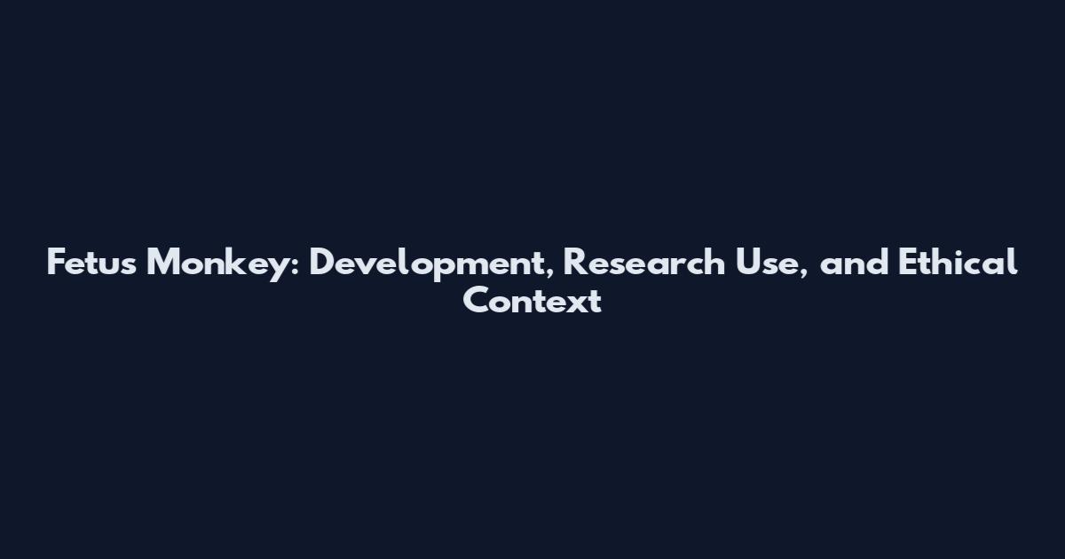 Fetus Monkey: Development, Research Use, and Ethical Context