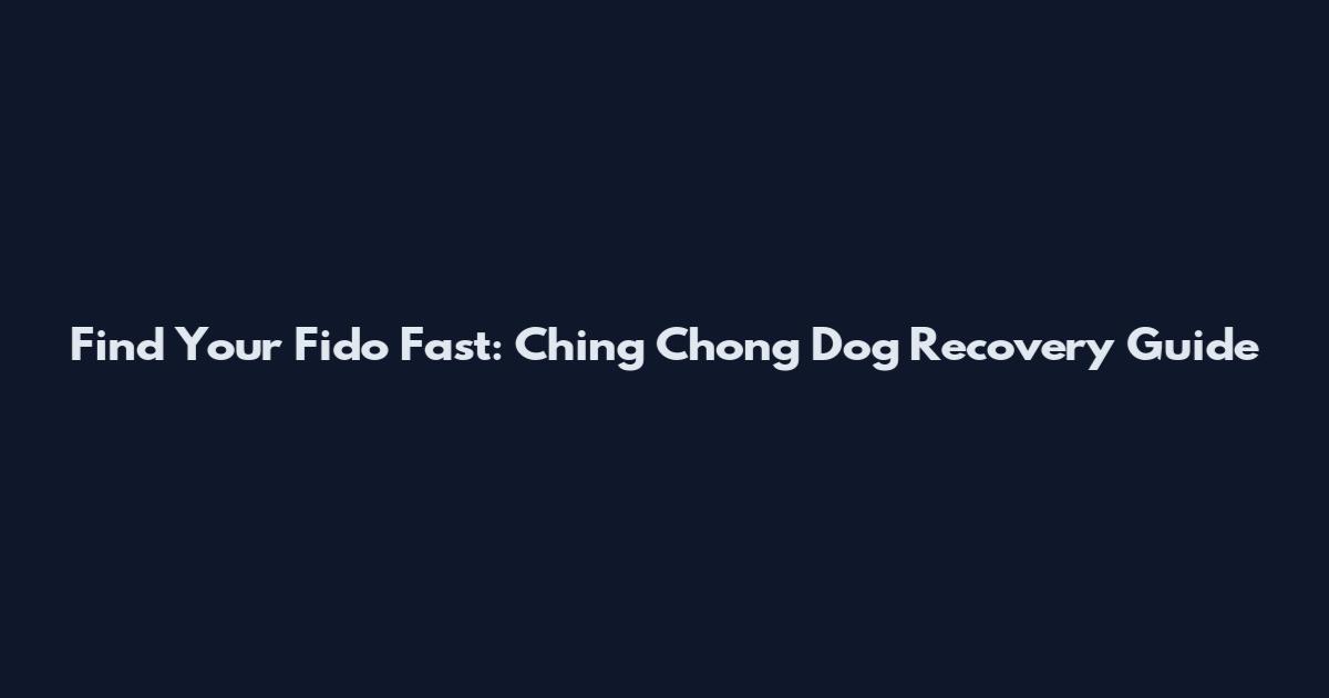 Find Your Fido Fast: Ching Chong Dog Recovery Guide