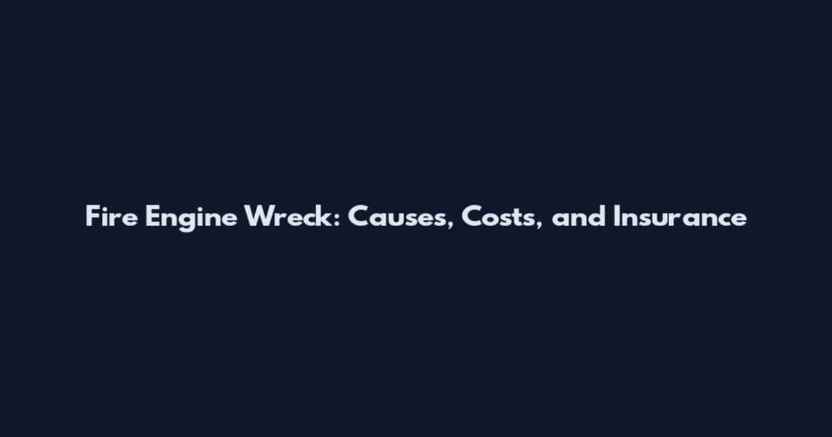 Fire Engine Wreck: Causes, Costs, and Insurance