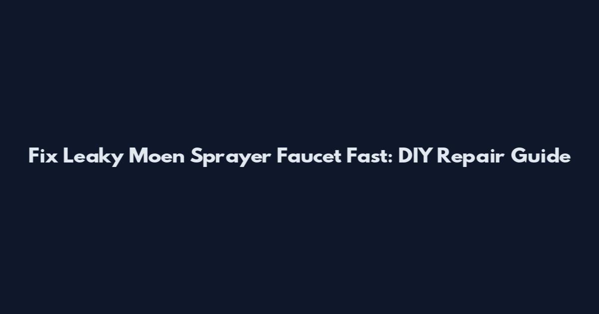 Fix Leaky Moen Sprayer Faucet Fast: DIY Repair Guide