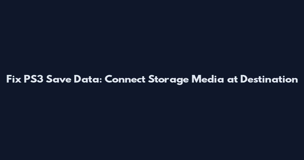 Fix PS3 Save Data: Connect Storage Media at Destination