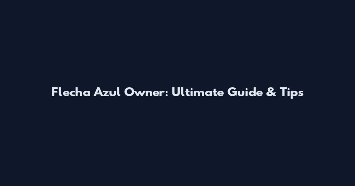 Flecha Azul Owner: Ultimate Guide & Tips