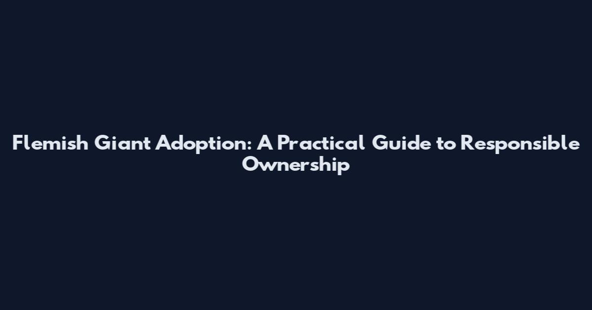 Flemish Giant Adoption: A Practical Guide to Responsible Ownership