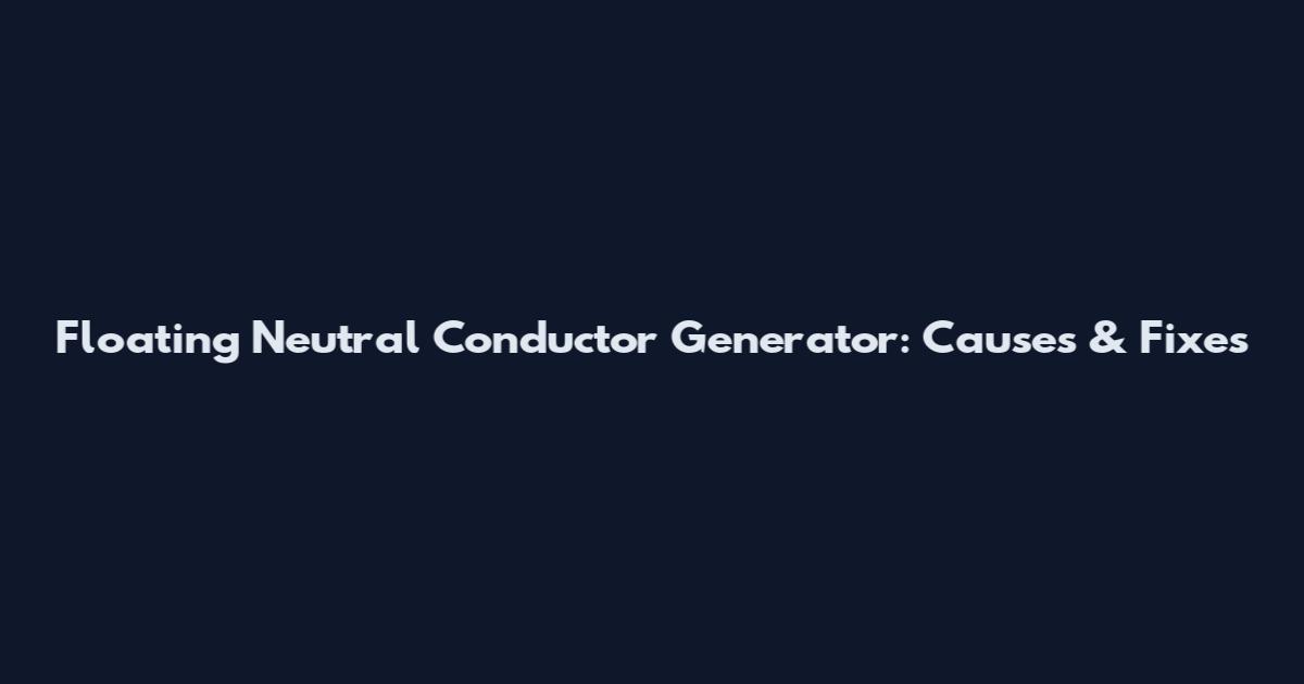 Floating Neutral Conductor Generator: Causes & Fixes