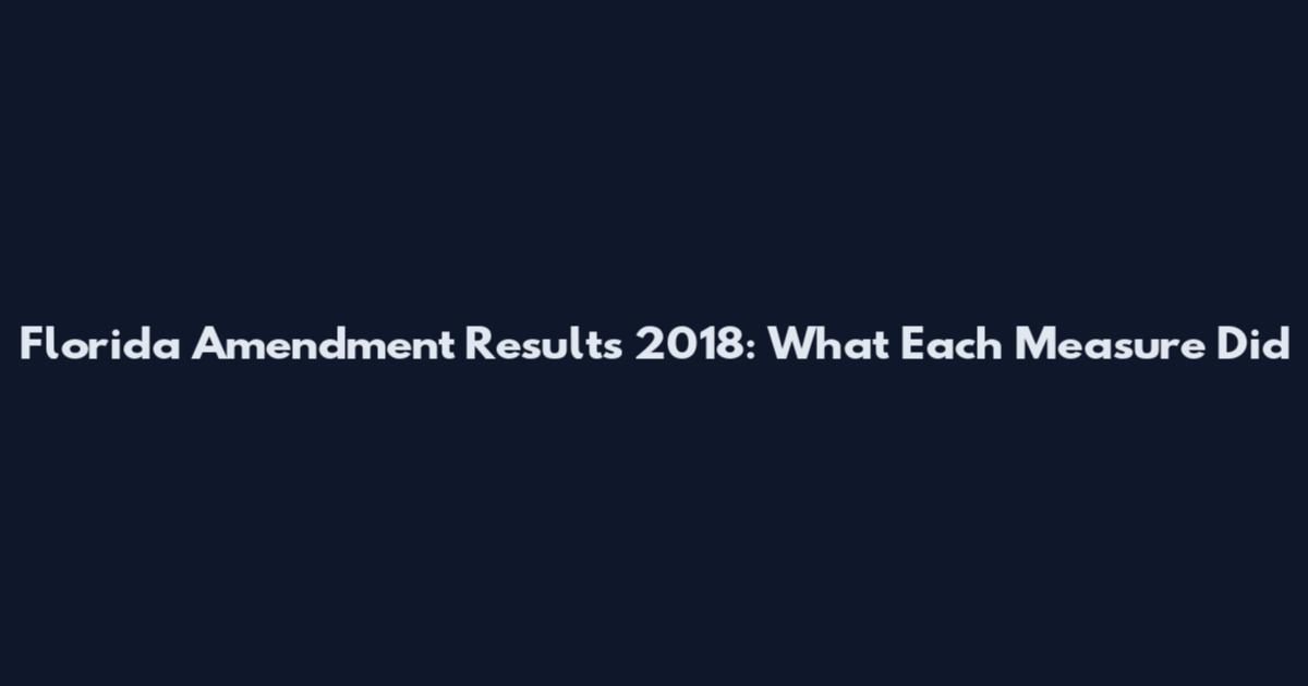 Florida Amendment Results 2018: What Each Measure Did