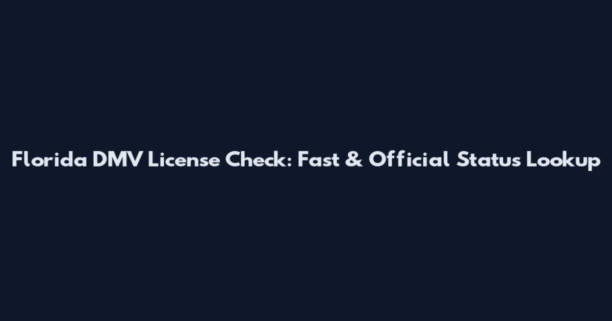Florida DMV License Check: Fast & Official Status Lookup