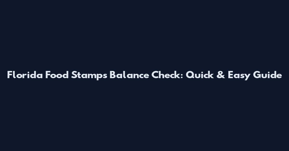 Florida Food Stamps Balance Check: Quick & Easy Guide
