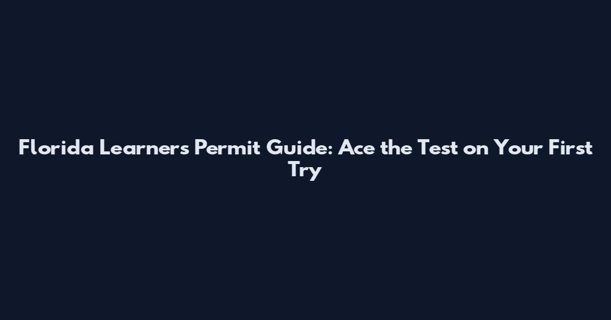 Florida Learners Permit Guide: Ace the Test on Your First Try