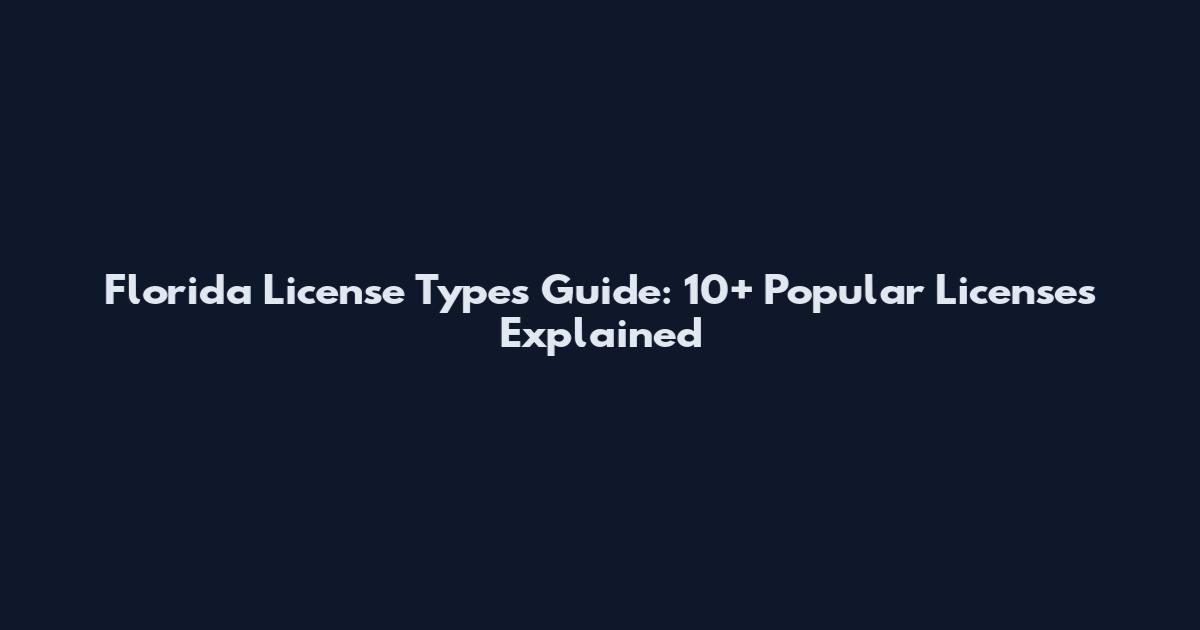 Florida License Types Guide: 10+ Popular Licenses Explained