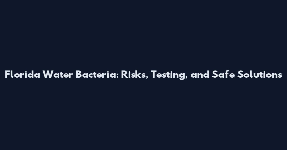 Florida Water Bacteria: Risks, Testing, and Safe Solutions