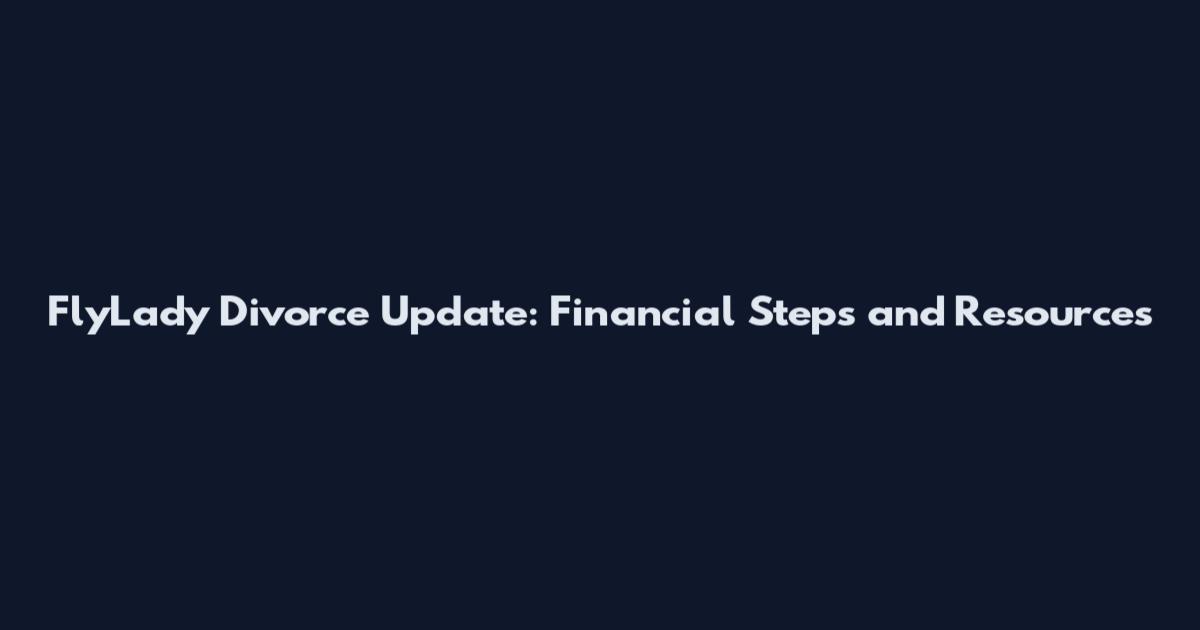 FlyLady Divorce Update: Financial Steps and Resources