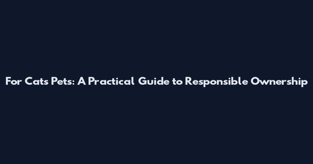 For Cats Pets: A Practical Guide to Responsible Ownership