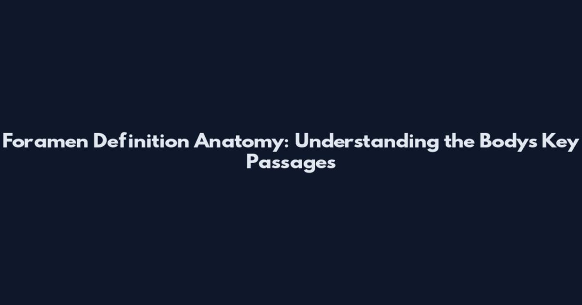 Foramen Definition Anatomy: Understanding the Body's Key Passages