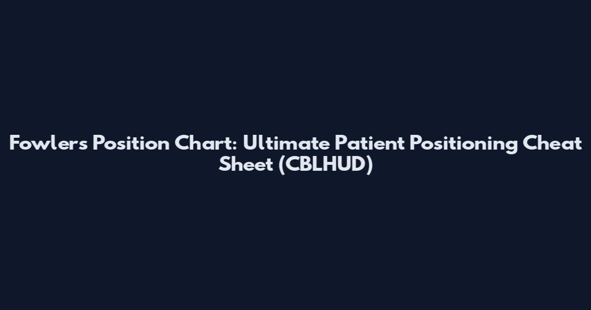 Fowler's Position Chart: Ultimate Patient Positioning Cheat Sheet (CBLHUD)