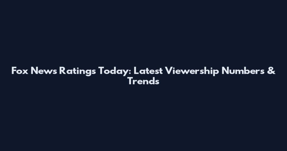 Fox News Ratings Today: Latest Viewership Numbers & Trends