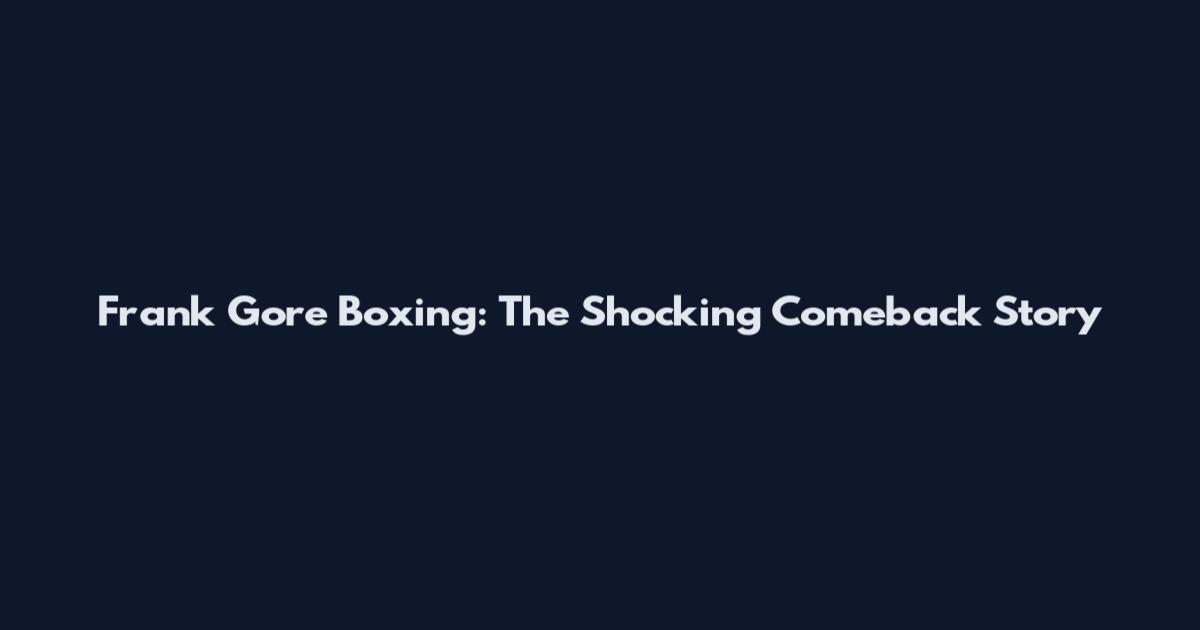 Frank Gore Boxing: The Shocking Comeback Story