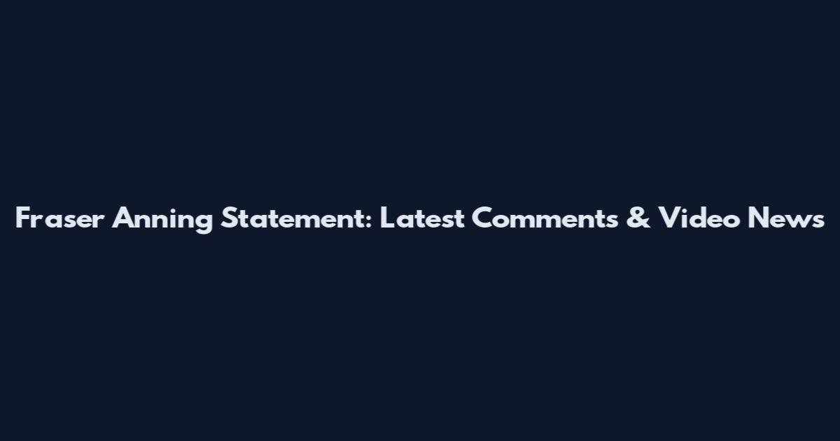 Fraser Anning Statement: Latest Comments & Video News