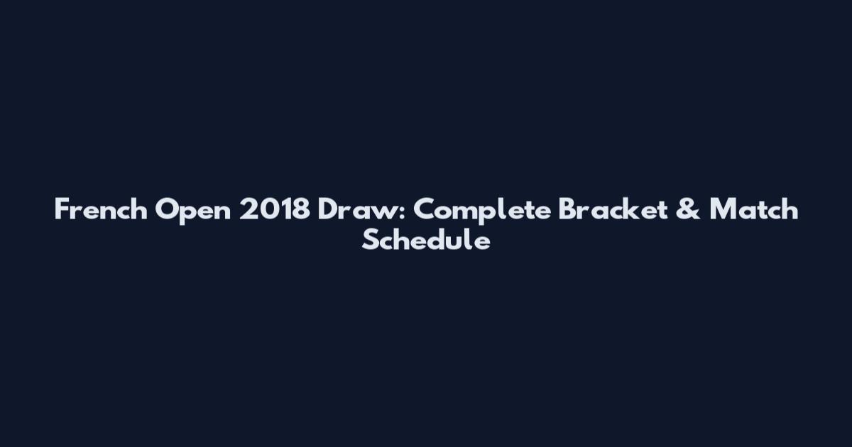 French Open 2018 Draw: Complete Bracket & Match Schedule