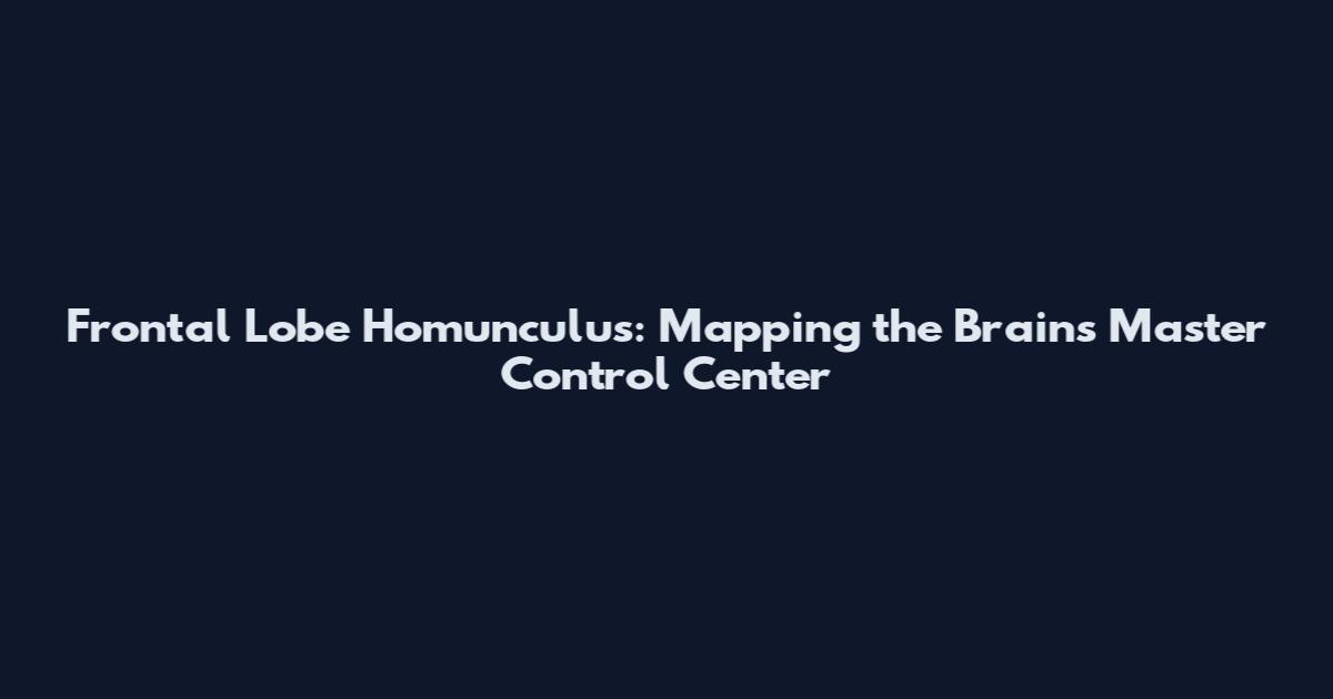 Frontal Lobe Homunculus: Mapping the Brain's Master Control Center