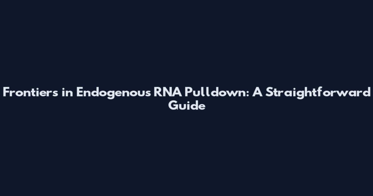 Frontiers in Endogenous RNA Pulldown: A Straightforward Guide