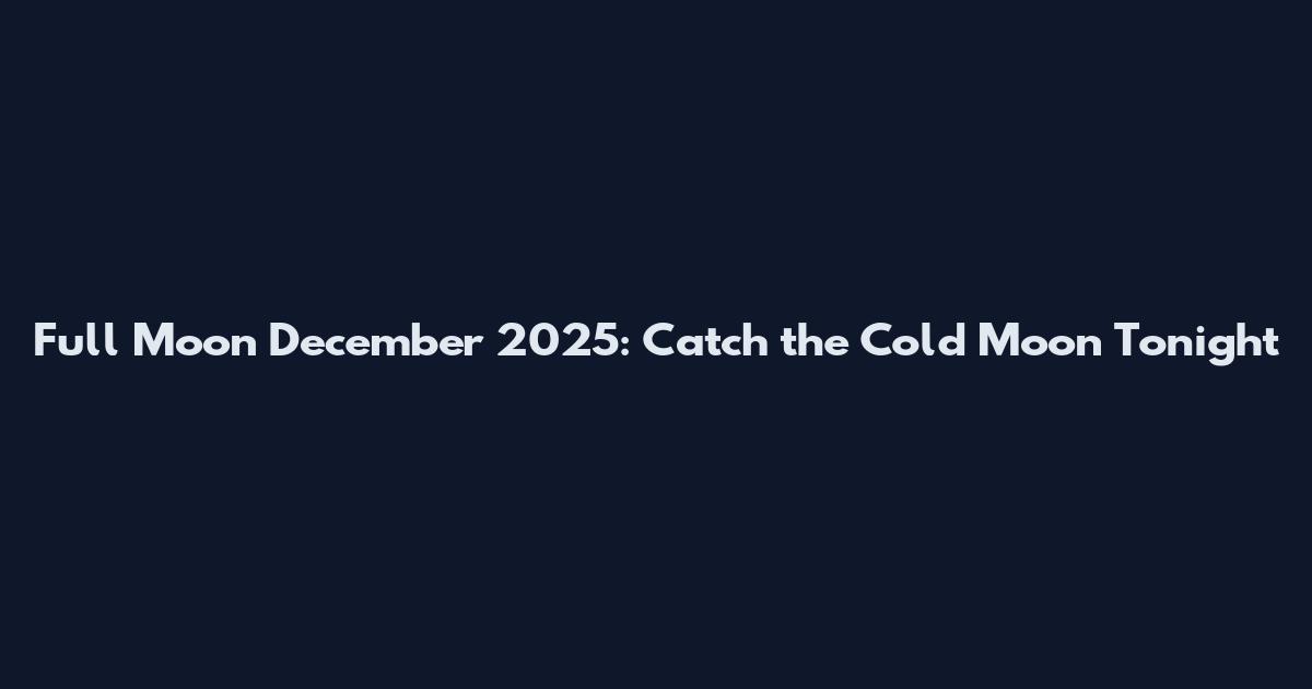 Full Moon December 2025: Catch the Cold Moon Tonight