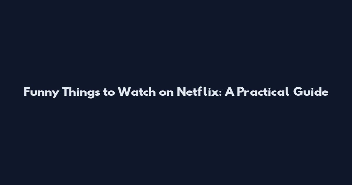 Funny Things to Watch on Netflix: A Practical Guide