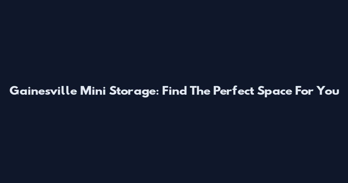 Gainesville Mini Storage: Find The Perfect Space For You