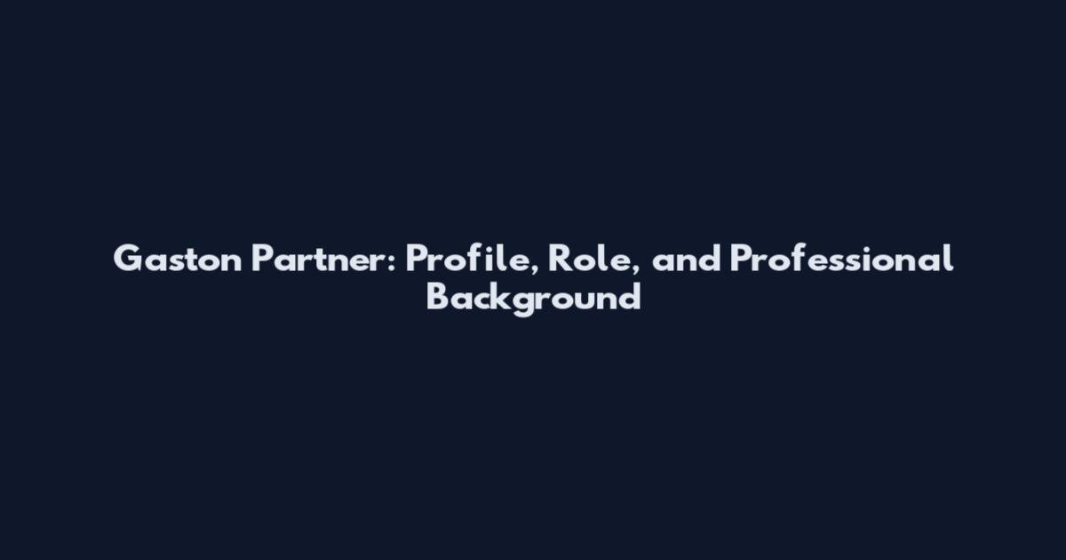 Gaston Partner: Profile, Role, and Professional Background