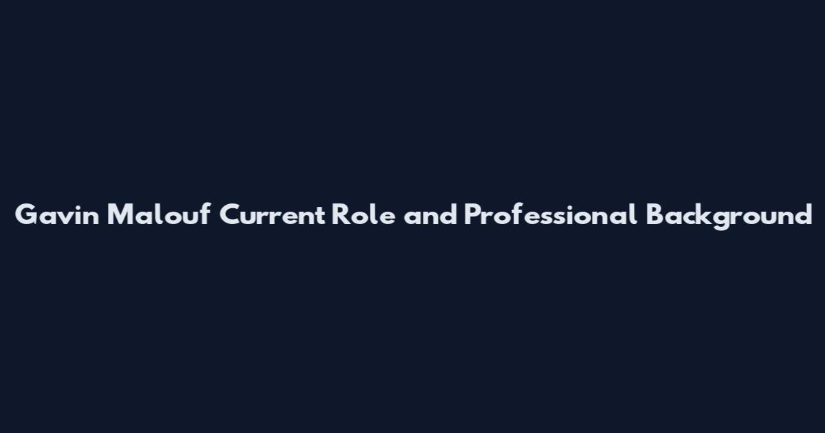 Gavin Malouf Current Role and Professional Background