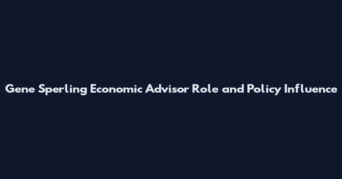 Gene Sperling Economic Advisor Role and Policy Influence