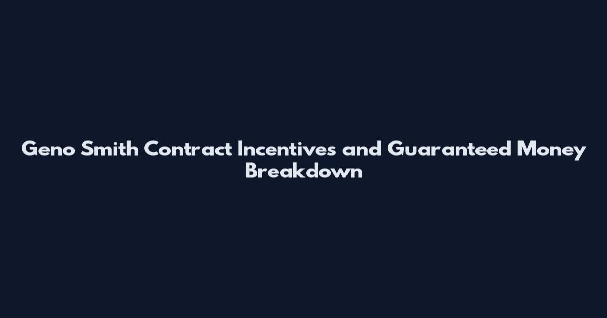 Geno Smith Contract Incentives and Guaranteed Money Breakdown