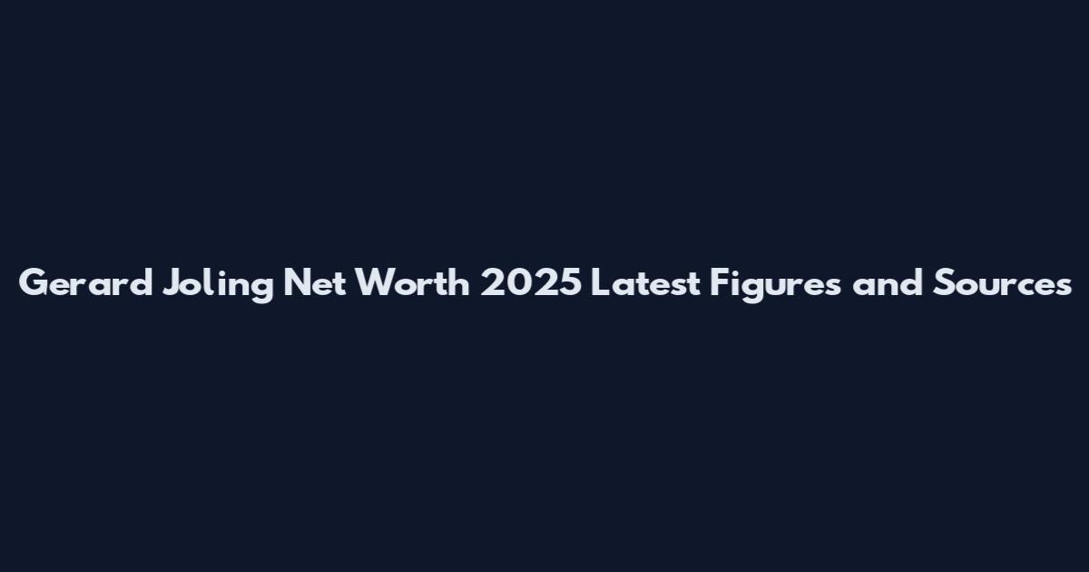 Gerard Joling Net Worth 2025 Latest Figures and Sources