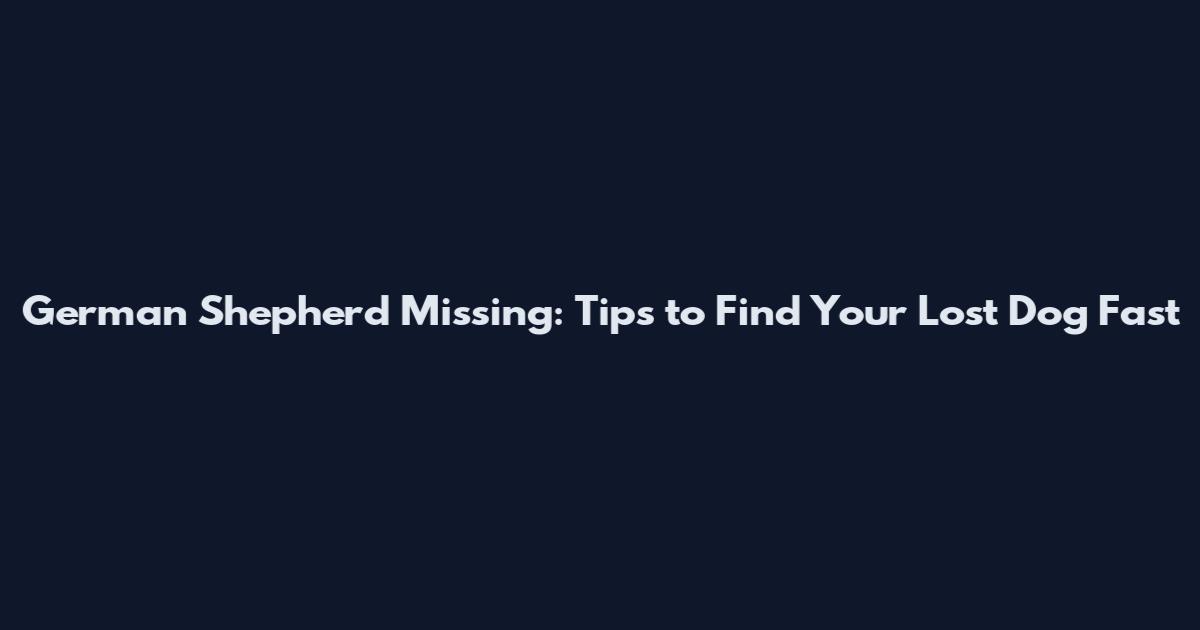 German Shepherd Missing: Tips to Find Your Lost Dog Fast