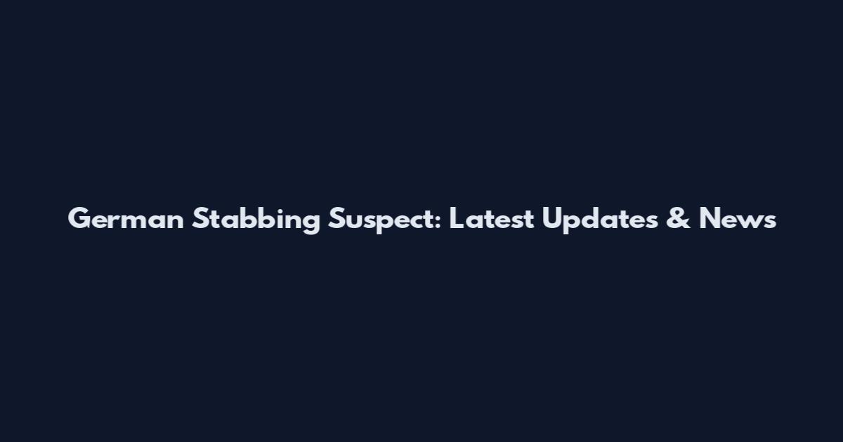 German Stabbing Suspect: Latest Updates & News