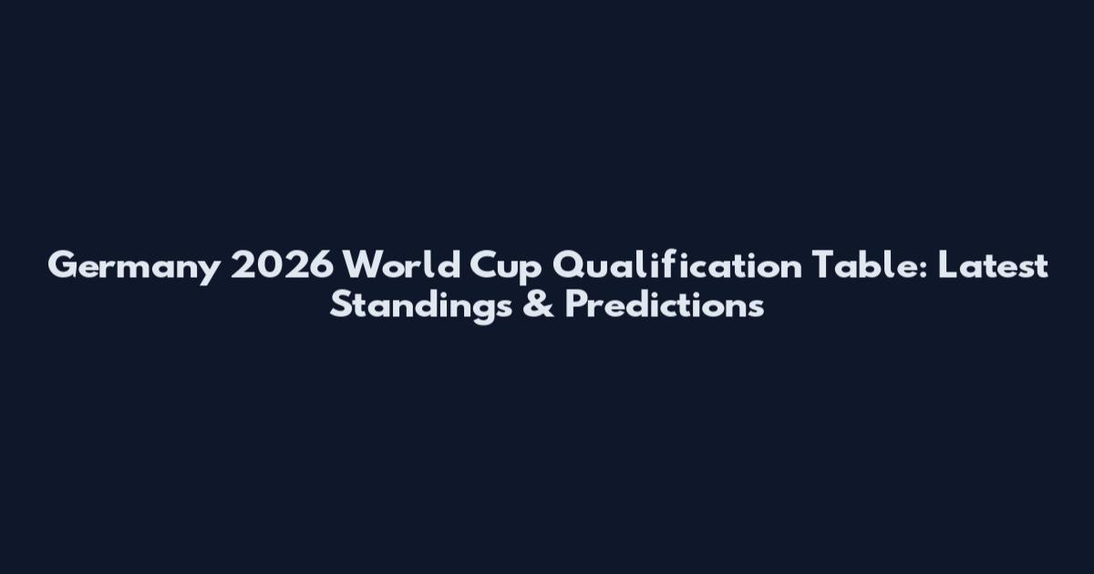 Germany 2026 World Cup Qualification Table: Latest Standings & Predictions