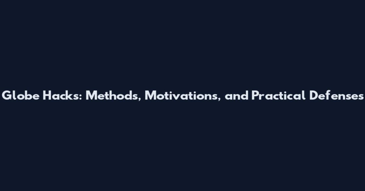 Globe Hacks: Methods, Motivations, and Practical Defenses