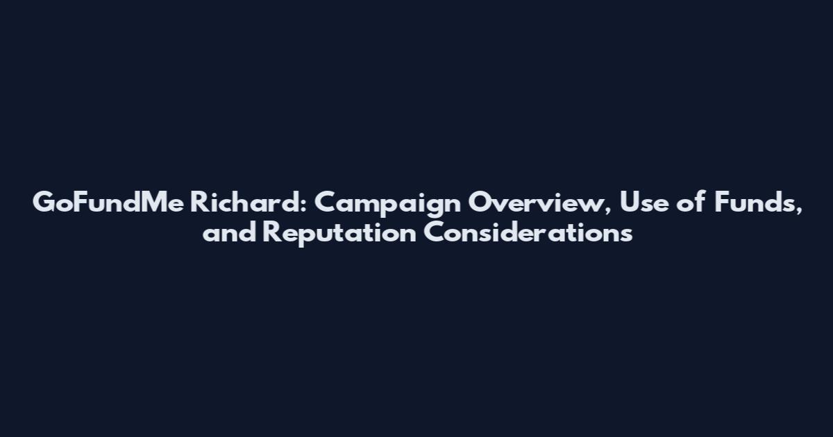 GoFundMe Richard: Campaign Overview, Use of Funds, and Reputation Considerations