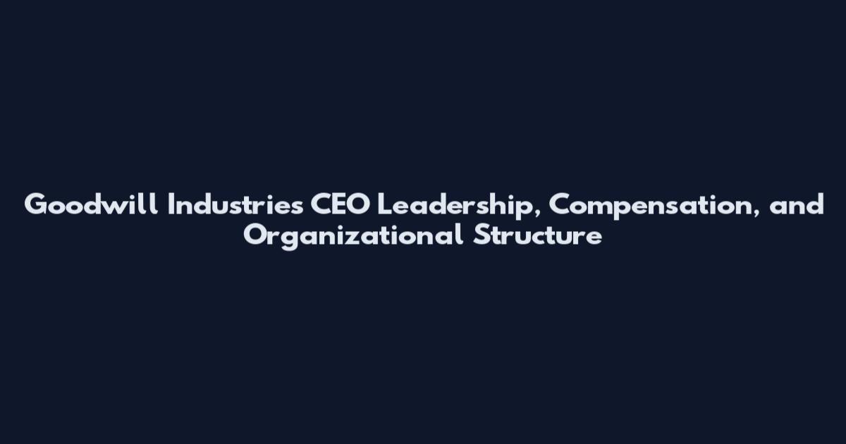 Goodwill Industries CEO Leadership, Compensation, and Organizational Structure