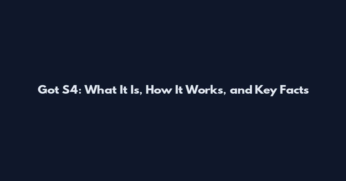 Got S4: What It Is, How It Works, and Key Facts