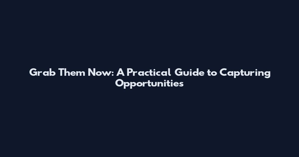 Grab Them Now: A Practical Guide to Capturing Opportunities