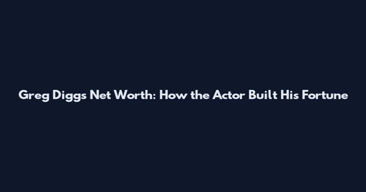 Greg Diggs Net Worth: How the Actor Built His Fortune