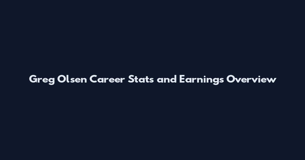 Greg Olsen Career Stats and Earnings Overview