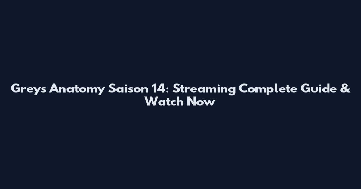 Grey's Anatomy Saison 14: Streaming Complete Guide & Watch Now