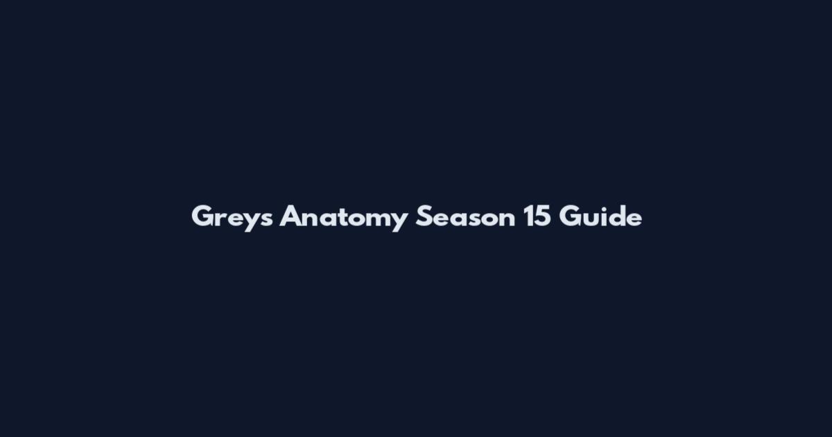 Greys Anatomy Season 15 Guide