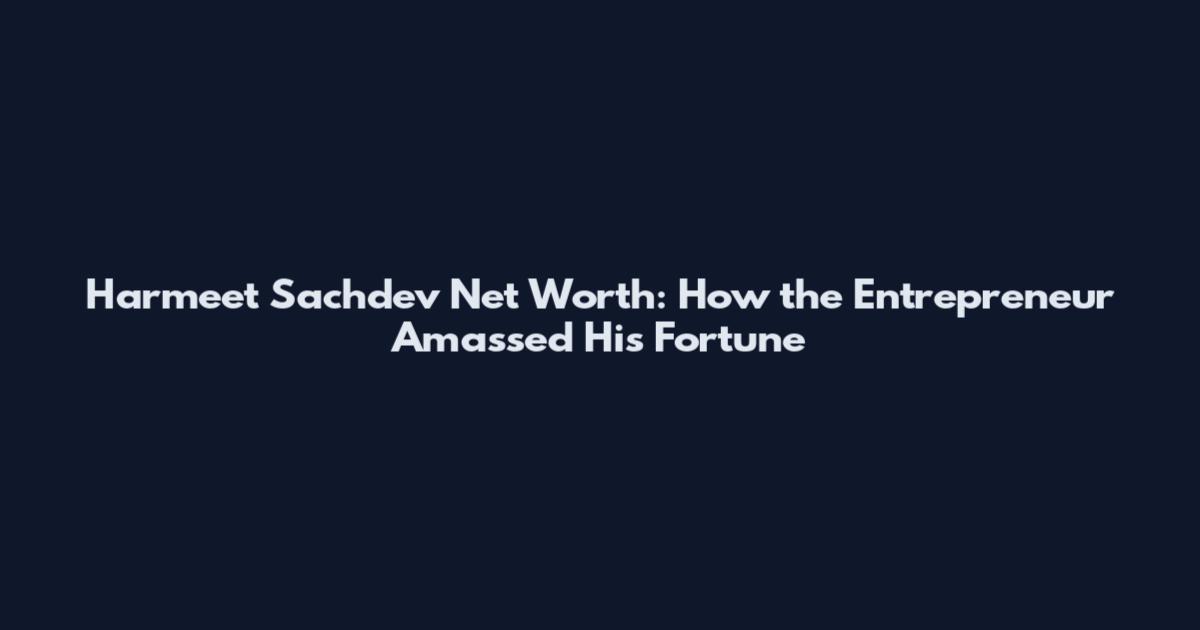 Harmeet Sachdev Net Worth: How the Entrepreneur Amassed His Fortune