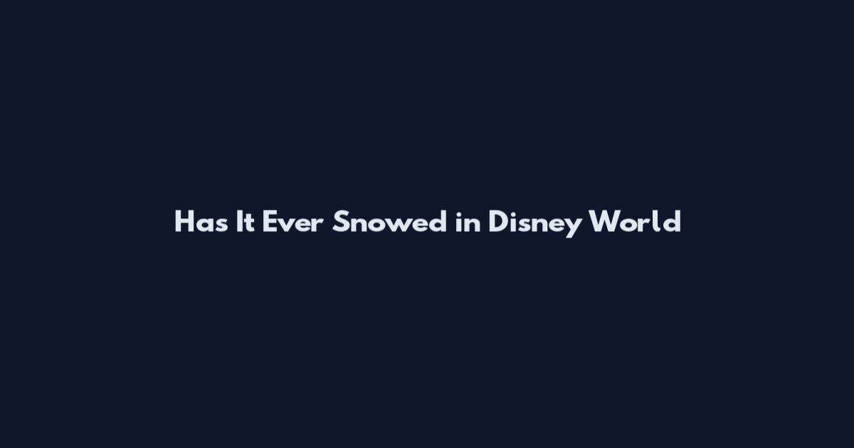 Has It Ever Snowed in Disney World