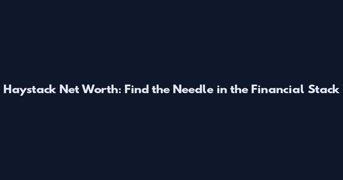 Haystack Net Worth: Find the Needle in the Financial Stack