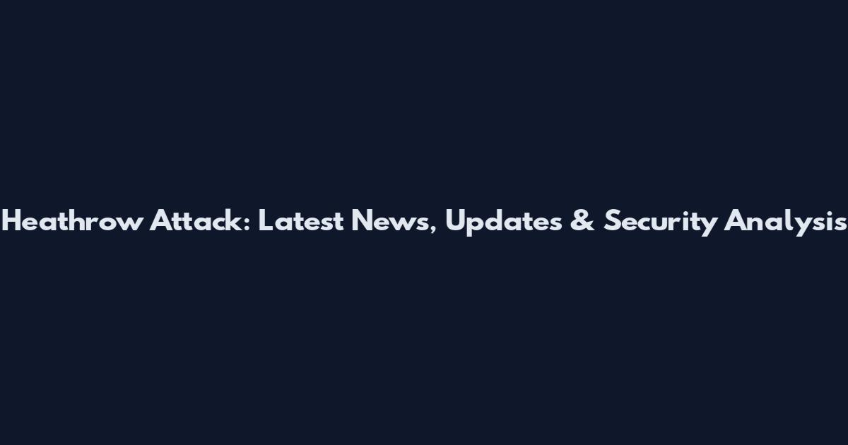 Heathrow Attack: Latest News, Updates & Security Analysis