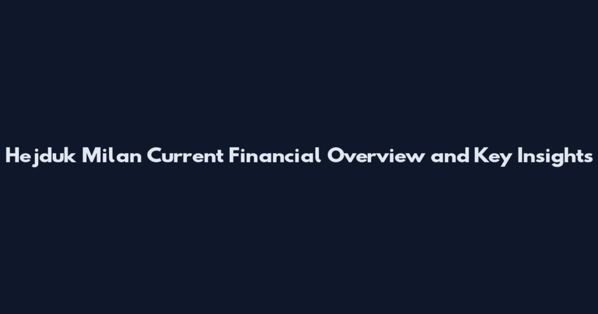 Hejduk Milan Current Financial Overview and Key Insights