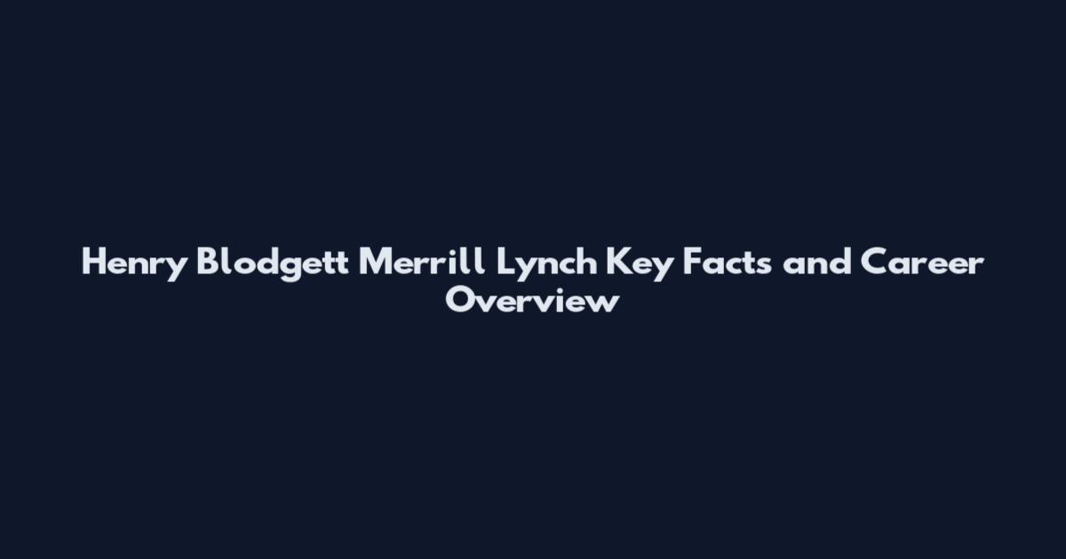Henry Blodgett Merrill Lynch Key Facts and Career Overview